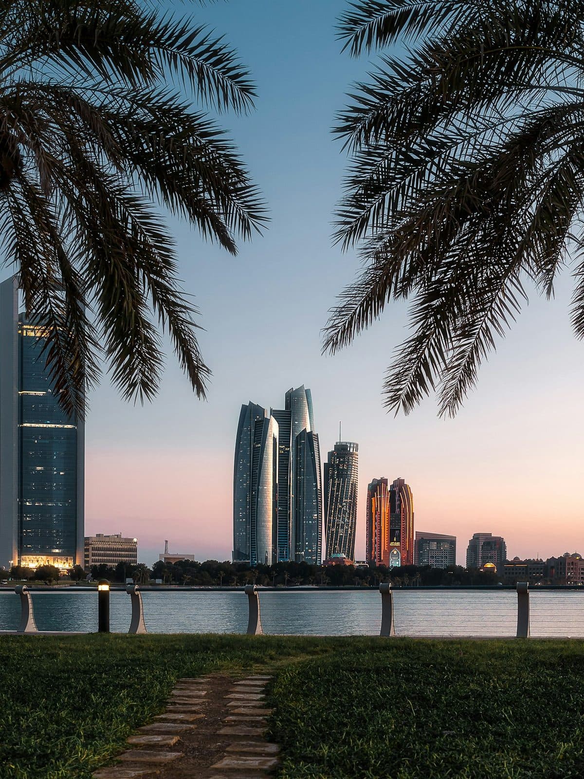 Abu Dhabi skyline at dusk